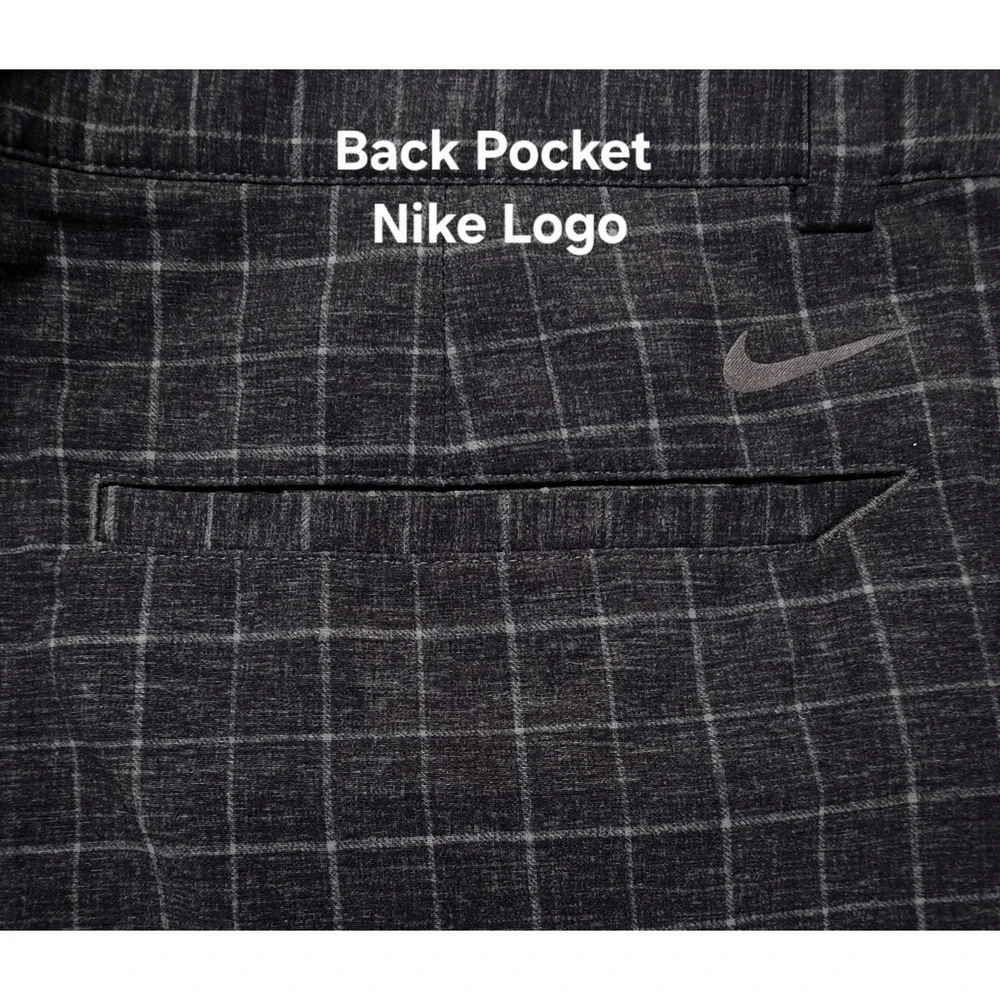 Nike Golf Tour Performance Shorts Black Plaid Dri Fit Performance Size 36
